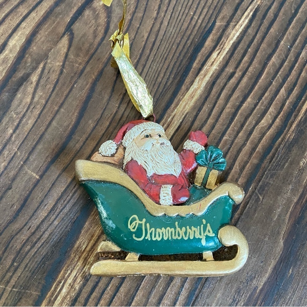 Vintage Santa In Sleigh Ornament Santa Clause With Presents Thornberry’s 1994